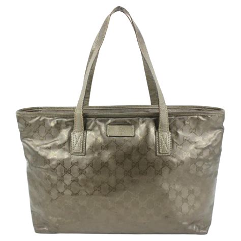 gucci silver metallic tote